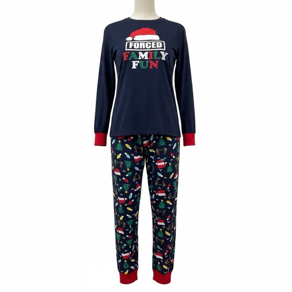 Holiday Time Unisex Kids S (28-30) Navy 2pc Lounge Set Christmas Long Sleeve
